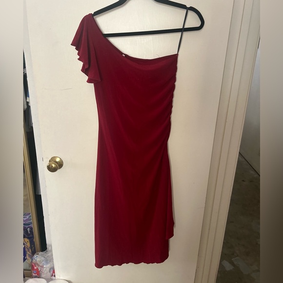 Vintage Forever 21 Medium One Shoulder Red Dress - Picture 1 of 2